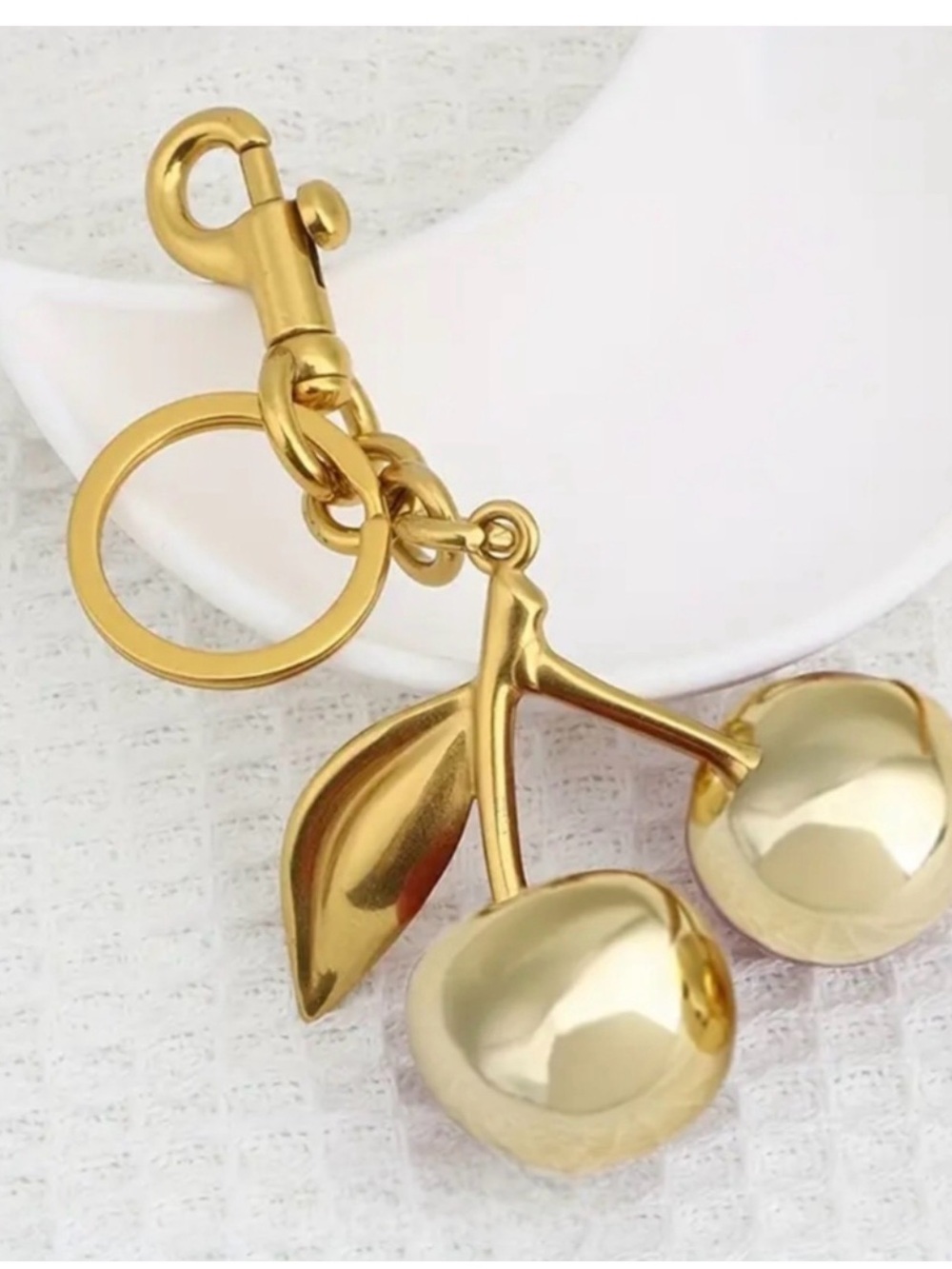 Gold Cherry Keyring Keychain - Women's Key & Card Holder Accessory NWT